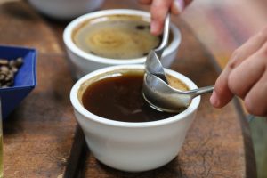 Charleston Coffee Roasters Organic Rwandan Roast - Skimming the Sample Roast