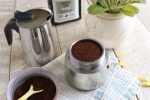 Charleston Coffee Roasters - How to Use a Stovetop Espresso Maker - Fill the Bottom with Ground Coffee